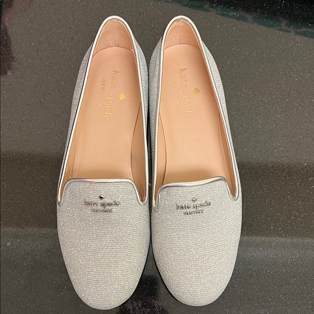 Kate Spade "Claudia" Silver Loafers